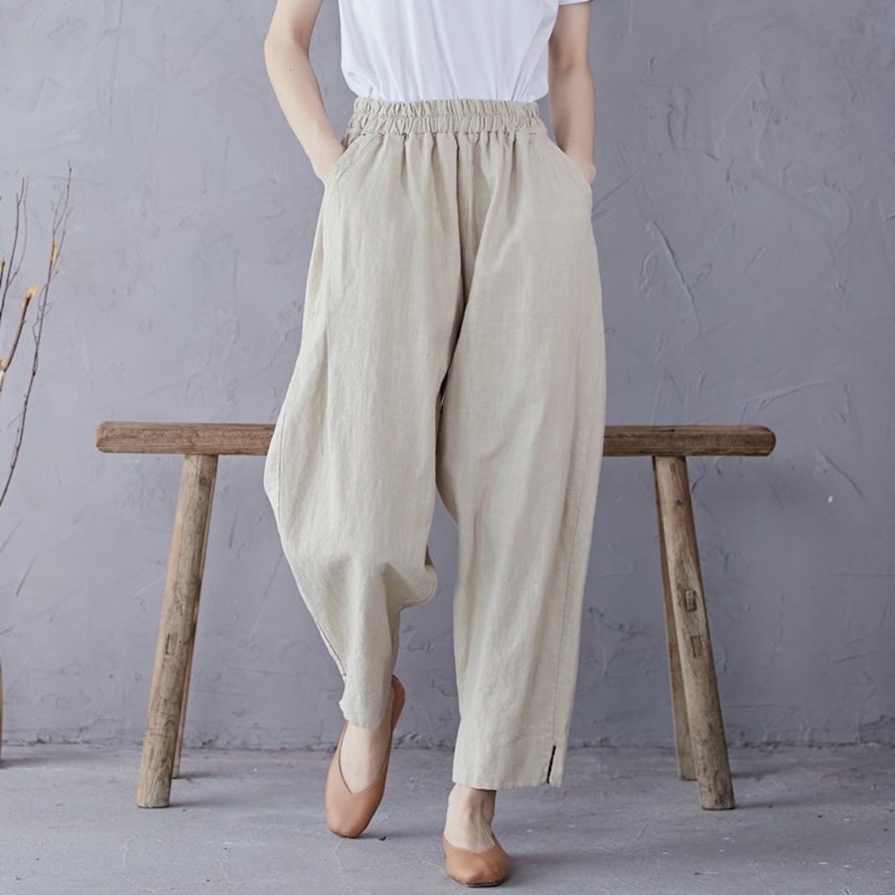 Womens Wide Leg Linen Pants